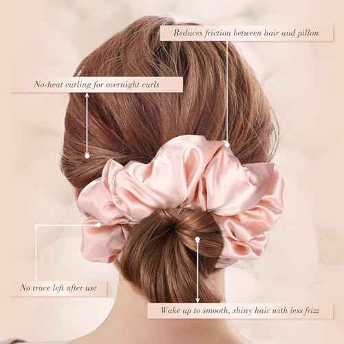 3Pcs Large Satin Hair Scrunchies, Sleepy Hair Tie for Women Girls Large Pillow Satin Scrunchies for Thick Curl Stocking Stuffers Gifts for Women Girls