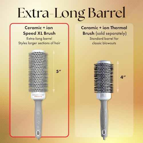 Olivia Garden Ceramic + Ion Speed XL - Extra-Long Round Thermal Hair Brush - Not Electrical - Professional Blowout Brush for Normal to Thick Hair