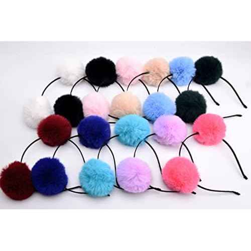 Sheliky 4Pcs Bear Ears Headband Halloween Chipmunk Ears for Dress up Party Pom Pom Hairbands Women Girls Cosplay Accessory