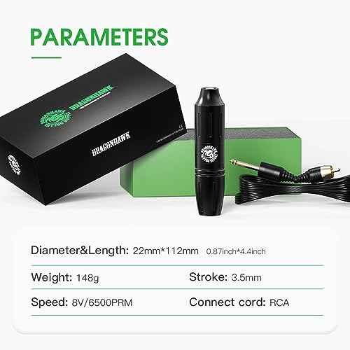 DRAGONHAWK Complete Tattoo Pen Kit Rotary Atom M1 Machine Power Supply 20Pcs Cartridges Needles Foot Pedal