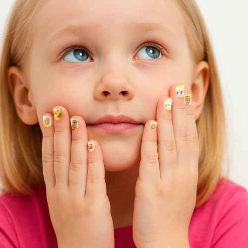 Allstarry Nail Stickers for Kids, 15 Sheets Kids Nail Stickers for Girls Self-Adhesive Nail Decals Cute Animal Fruit Bow Flower Heart Star Sticker Birthday Christmas Gift