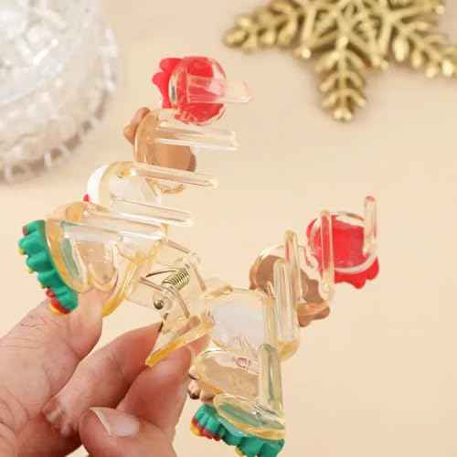 Christmas Hair Clips and Claw Clips - Tree, Snowman, Santa Claus, Elk Accessories - Nonslip Strong Grip Winter Hair Claws for Women With Thin and Thick Hair