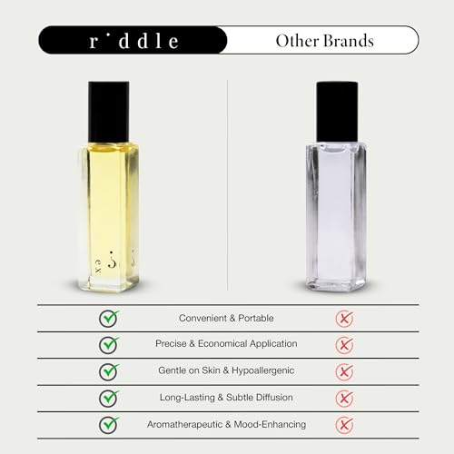 Riddle Ex Roll-On Perfume Made in USA - Premium Rollerball Fragrance for Women with Cardamom, Sandalwood, Rose, and Musk - Long-Lasting Alcohol-Free Gentle on Skin - Ideal for Daily Use and Travel