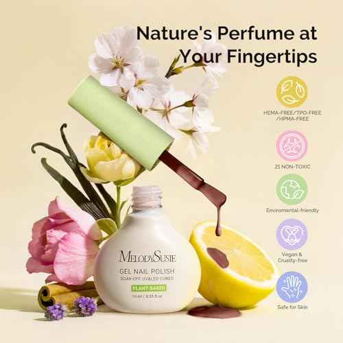 MelodySusie Gel Nail Kit with P-ART06G Cordless UV Lamp Christmas Gift for Women Plant Based HEMA Free Fall Nails Polish with No Wipe Top Coat, Base & Builder Gel