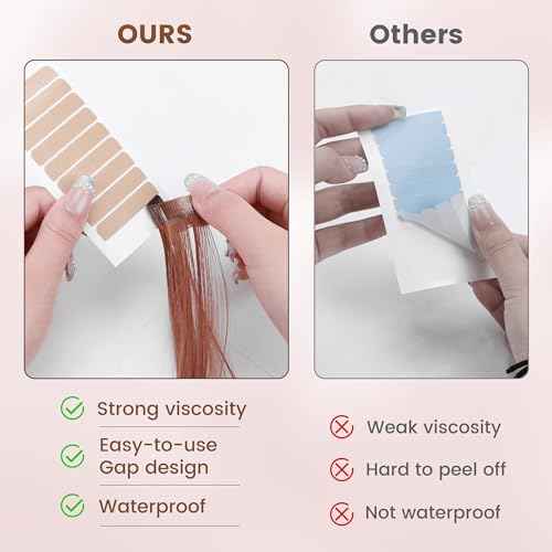 MIILYE Hair Extension Replacement Tape 100 Tabs, Double Sided, 6+ Weeks Hold Time, No Residue, Tape-ins-Extension Reinstallation