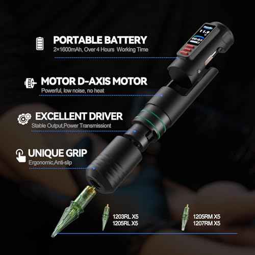 Tattoo Kits Tattoo Machine with Two 1600mAh Batteries,20PCS Cartridge,Tattoo Pen Complete Tattoo Accessories for Beginners (NA-TK8501-1£©