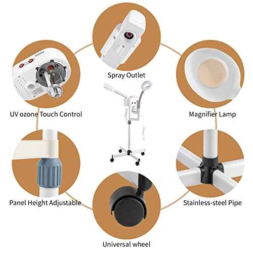 Winado 2 in 1 Facial Steamer with 5X Magnification Light, Deep Cleaning for Personal Skin Care, Beautician Steamer Professional Humidifier Facial Spa Mist Steam for Home & Beauty Salon, White