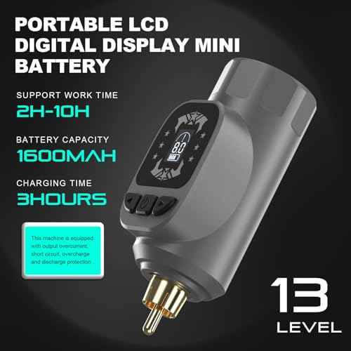 Tattoo Kit Tattoo Gun Wireless Rotary Tattoo Machine with Tattoo Power Supply 1600mAh LCD digital Lithium Tattoo Battery Complete 10Pcs Cartridge 14 inks EM155TI201-7