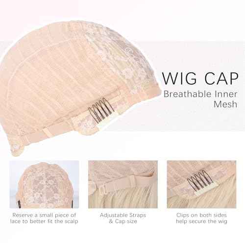 Blonde Wig With Bangs For Women Long Straight Blonde wig Heat Resistant Synthetic Wig for Girls Daily Use Party Halloween Cosplay Wig 24inch