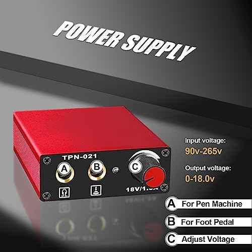 Tattoo Gun Kit for Beginners, Rotary Pen with Power Supply, Professional Ink Kit, Switch & Pigment, Light Tattoo Gun 6pcs Cartridge Needles, Complete Starter Set (Red)