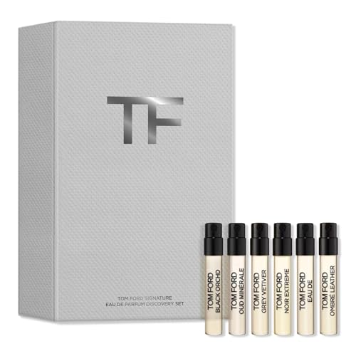 Tom Ford Signature Fragrance Discovery Gift Set 6 Parfum, Eau de Parfum, Eau de Toilette Samples - Black Orchid, Costa Azzurra, Grey Vetiver, Noir Extreme, Soleil Blanc, Ombr? Leather