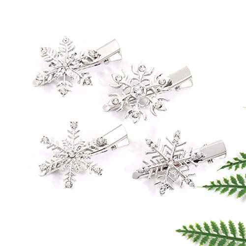 Christmas Hair Clips Hairpin Rhinestone Snowflake Alligator Hair Clips Xmas Holiday Party Hairpin Hair Barrette Hair Accessories For Woman (silver)