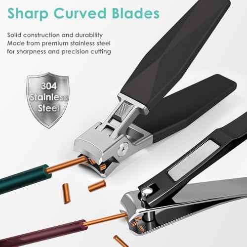 German Nail Clippers, Toenail Clippers for Thick Toenails, Toe Nail Clippers for Thick Nails for Seniors, Finger NailClippers Large Wide Jaw Opening with Catcher, No Splash with Lock