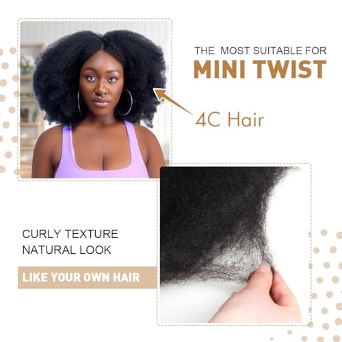Afro Kinkys Bulk Human Hair, 4c Curly Hair for Permanent Sister Locs/Mini Twists/Braids/Repair Can Dye and Bleach(22 inch),Black