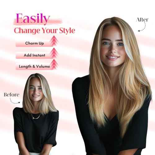 Rich Choices Halo Hair Extensions Real Human Hair Remy Hairs Halo Extension for Women Invisible Wire One Piece Clip in Hairpiece 16 Inch Straight-#12P613 Golden Brown Highlight Bleach Blonde