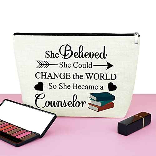Mxrymvu School Counselor Gift Makeup Bag Counselor Appreciation Gift for Women Cosmetic Bag School Counselor Graduation Gift Teacher Retirement Gift Birthday Gift Christmas Gift Travel Makeup Pouch
