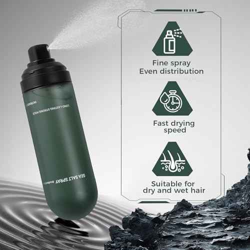 Sea Salt Spray for Men - Texturizing Spray for Beach Waves, Volume & Strong Hold - Non-Sticky, No White Residue with Sargassum Extract (100ml)
