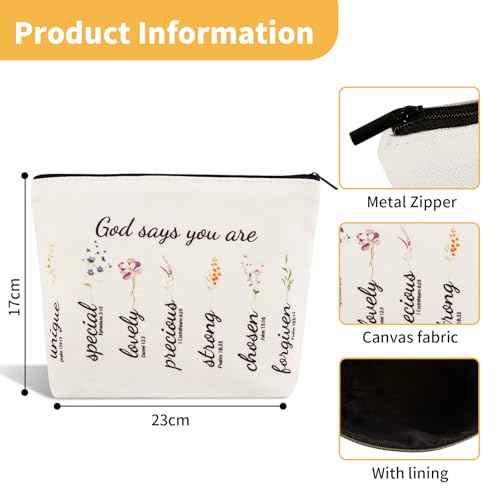 Degpum Christian Floral Makeup Bag Pouch,Christian Gifts For Women Girl,Christian Gift Bags,Bible Verse Gifts,Inspirational Gifts For Women Girls,Bible Verse Cosmetic Bag