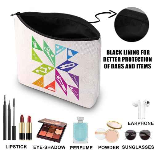 G2TUP Quilting Block Makeup Bag Quilter Gifts Quilt Square Zipper Bag Seamstresses Gifts Quilting Lover Zipper Bag (Quilting)