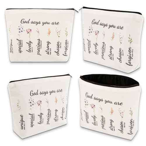 Degpum Christian Floral Makeup Bag Pouch,Christian Gifts For Women Girl,Christian Gift Bags,Bible Verse Gifts,Inspirational Gifts For Women Girls,Bible Verse Cosmetic Bag