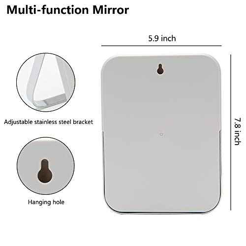 YEAKE Table Desk Vanity Makeup Mirror,8-Inch Portable Folding Mirror with Metal Stand 90¡ÆAdjustable Rotation Tavel Make Up Mirror Hanging Bathroom for Shower Shaving(Gray)