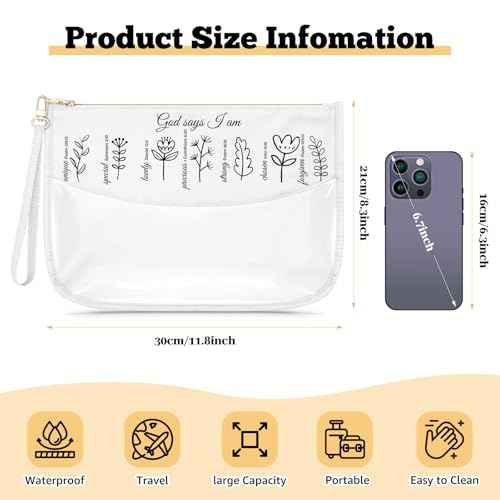 Christian Gift for Girl Clear Makeup Bag Inspirational Gifts for Women Friends Religious Bible Verse Present for Mom Her Friend Cosmetic Bag Birthday Easter Baptism Faith Present Travel Pouch