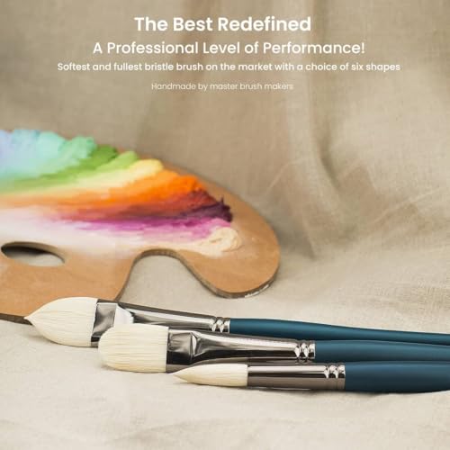 Creative Mark Imperial Professional Chungking Hog Bristle Brush - Assorted Styles Set of 10, Handmade Long Handle Oil Paint Brushes for Artists, Nickel