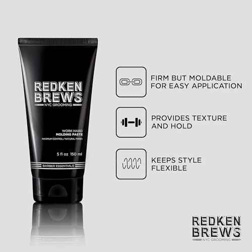 Redken Brews Molding Paste For Men For all Hair Types - High Hold & Maximum Control, Natural and Matte Finish, Sulfate-Free