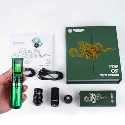 Mast Tattoo Gun Pen Machine, Fold Pro Cordless Year of Snake Edition Tattoo Machine Gift, Power Motor by Mcore-C3, 3000mAh Battery Power Supply (Kit)