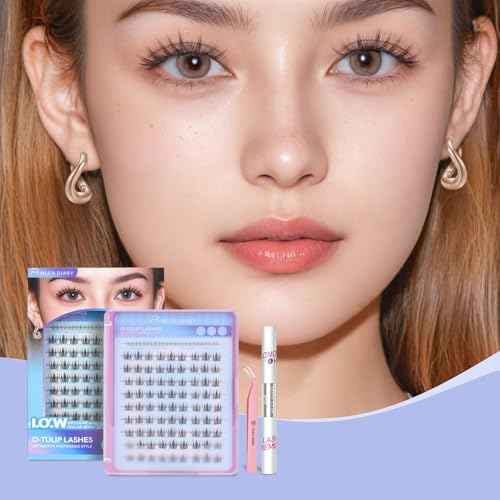 Mlen Diary Lash Clusters Natural with Remover, 114 Pcs Wispy DIY Eyelash Extensions Kit, Handmade Lightweight Compact Design,Gift for Beauty Lovers, C Curl