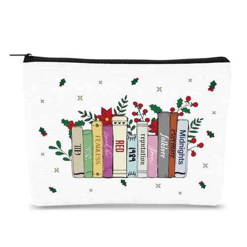 Christmas Makeup Bag for Women Girls, Singer Merch Gifts, Christmas Cosmetic Bags for TS Fans, White Elephant Gifts for Mom Wife Sister Friends, Cute Holiday Travel Purse Zipper Pouch Bag
