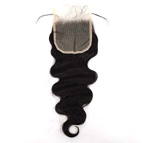 BTWTRY HD 5x5 Lace Closure Body Wave Pre Plucked Natural Hairline with Baby Hair Swiss Lace Closure Brazilian Virgin Human Hair Lightly Bleached Knots (18inch, Body Wave)