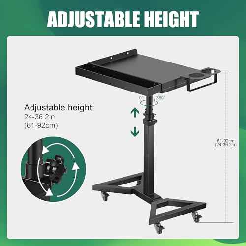 POARMEEY Tattoo Tray on Wheels Salon Rolling Tray Cart with Adjustable Height Angle Metal Tattoo Workstation and Storage for Artist Studio