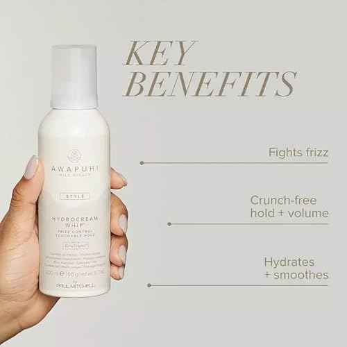 Awapuhi Wild Ginger by Paul Mitchell HydroCream Whip Mousse, Frizz Control, Touchable Hold, For All Hair Types, 6.7 oz.