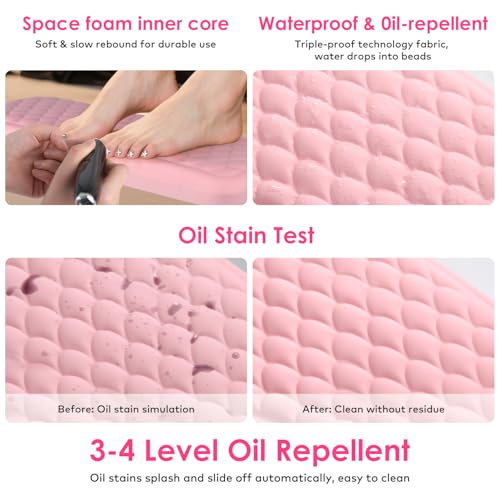Pedicure Foot Rest for Nail Tech Nail Salon, BORNBYME Update PU Leather Foot Nail Stand Rest for Pedicure, Pink