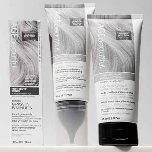 AGE beautiful Hydrating Mask for Wiry, Coarse Silver or Gray Hair, with Silk Amino Acids & Keratin, Deeply Condition & Reduce Frizz for Smooth, Shiny Hair