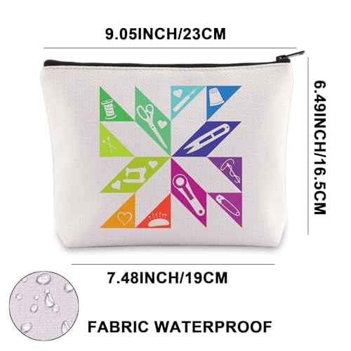 G2TUP Quilting Block Makeup Bag Quilter Gifts Quilt Square Zipper Bag Seamstresses Gifts Quilting Lover Zipper Bag (Quilting)