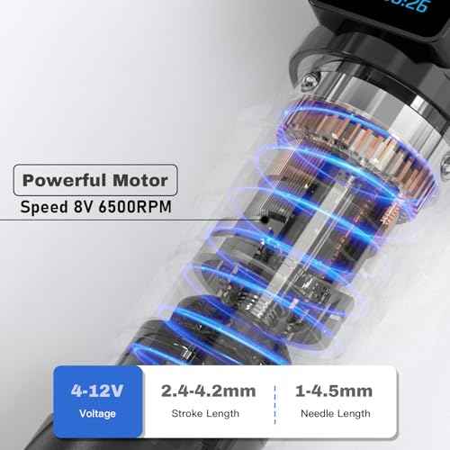 Wormhole Tattoo Gun Kit Wireless Tattoo Kit with 7 Adjustable Stroke 2,300mAh Power Tattoo Machine with Normal/Jump-Start/Dot Working Mode with LED Digital Display Professional Xtreme Tattoo Kit
