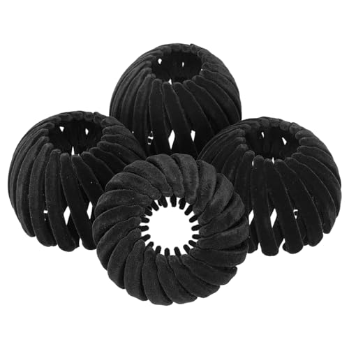 Bird Nest Magic Hair Clip, Hairs Maker Flocking Ponytail Holder Hair Barrettes Accessories Shaper for Women Girls Hair Ties Thin Thick Fine Curly Hairs (4 Pack, Black)