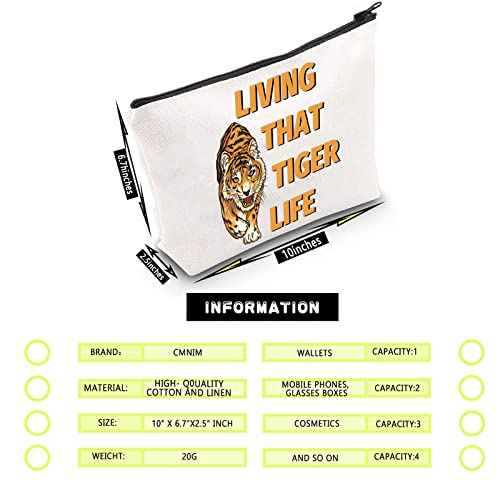 CMNIM Tiger Makeup Bag Tiger Themed Pouch Bag Living That Tiger Life Gift for Tiger Lovers Fans (Tiger Makeup Bag)