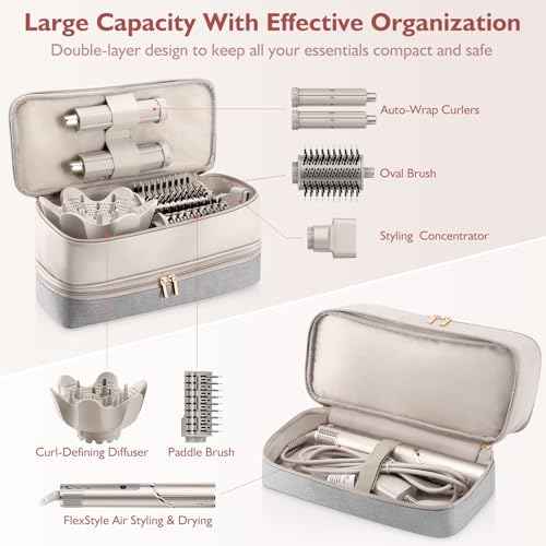 Travel Carrying Case for Hair Dryer Shark Flexstyle FlexFusion Airwrap Brush Double-Layer Hair Accessories Tools Storage Bag for Revlon Hairdryer Styler Organizer