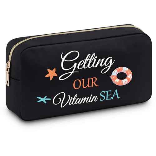 Beach Lover Gift Makeup Bag Funny Sea Lovers Gifts for Women Beach Themed Gifts Cosmetic Bags Cruise Gift Weekend Gift Vacation Travel Gift for Women Sister Daughter Sea Lover