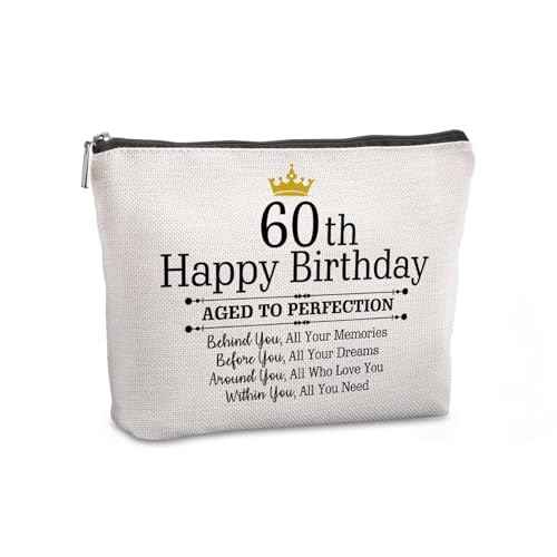 60th Birthday Gifts for Women: Travel Zipper Makeup Bag - Gifts for Mom, Grandmother, Aunt, Friend, Sister - Over the Hill Party Supplies