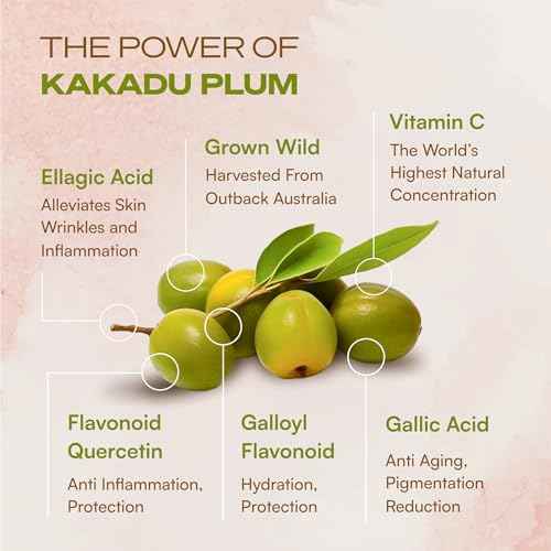 Natural Vitamin C Facial Serum with Kakadu Plum Extract - 100x More Vitamin C Than an Orange - Anti-Aging, Anti-wrinkles, Hydrating Skincare - 1 fl oz