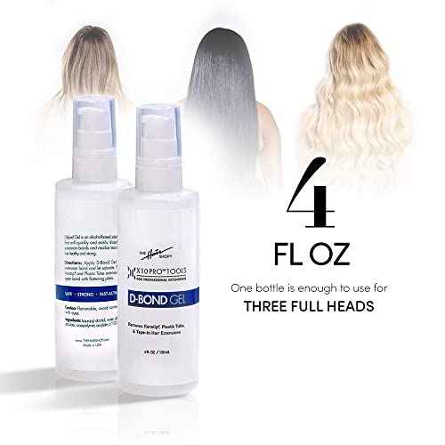 X10 Pro-Tools D Bond Gel Remover by The Hair Shop, Keratin Glue Fusion Pre Bonded U Tip, K Tip Adhesive Remover For Super Or Regular Keratip, For Keratin Glue, Tape-Ins and Shrinkies (4 oz Bottle)