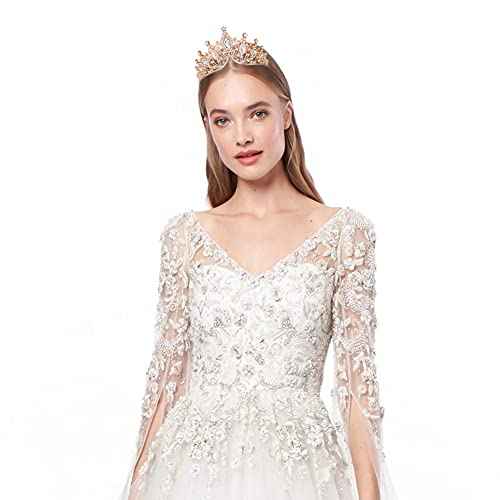 Crowns for Women, Gold Tiaras - Baroque Medieval Renaissance Crystal Headband for Queen Bride Princess Girl Birthday Festival Halloween Costumes Cosplay Party Wedding Prom Pageant Homecoming