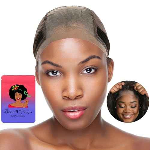 Lace Wig Grip Cap for Women 4x5 Transparent Lace Wig Caps Non Slip Wig Gripper for Keeping Wigs In Place Adjustable Wig Cap(Brown,Medium)