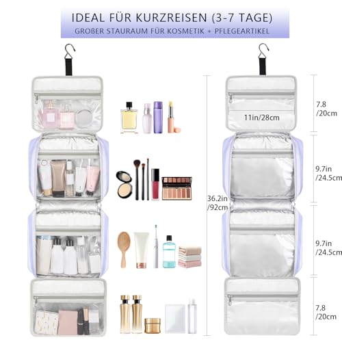 Hanging Travel Toiletry Bag for Women, Portable Toiletry Bag for Travel Size Essentials, Water-resistant Large Travel Makeup Bag with Hook for Toiletries, Cosmetics, Travel Accessories