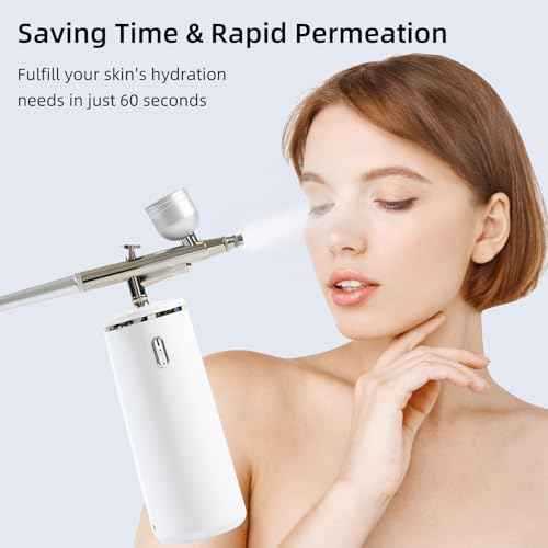 Microtree Nano Facial Steamer - Rechargeable & Portable High Pressure Face Oxygen Sprayer Machine, 0.3mm Nozzle Micro Mist Skin Hydrator, Essential Water Infusion Facial Spa Treatment, White