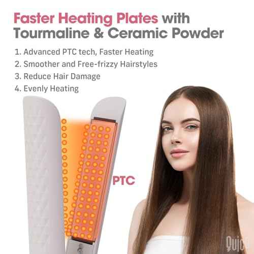 Quico Hair Straightener, 110-240V Global Travel Hair Straighteners for Women, 15s Fast Heating, Professional Negative Ion Flat Iron, Temp Memory, 320¢µ-450¢µ, Auto-Off, with Glove and Clips, Gift, Pink